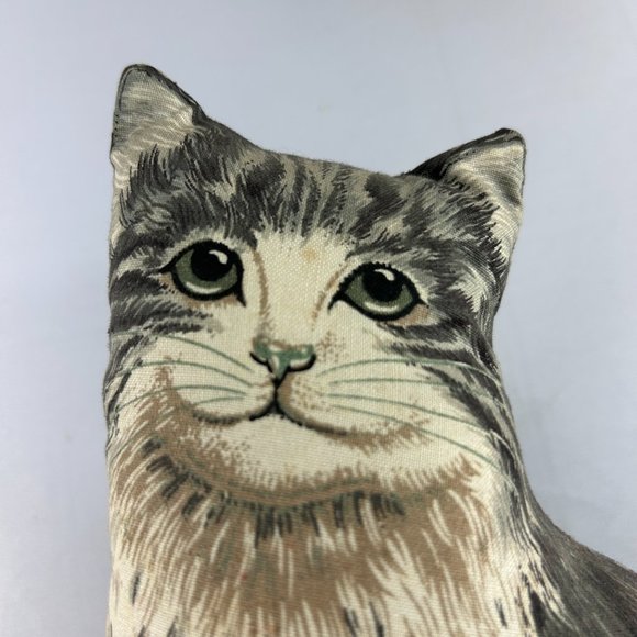 Vintage Set of 2 Tabby Cat Shaped Pillows Mother Kitten Plush 13" Brown 10" Grey - Picture 3 of 8